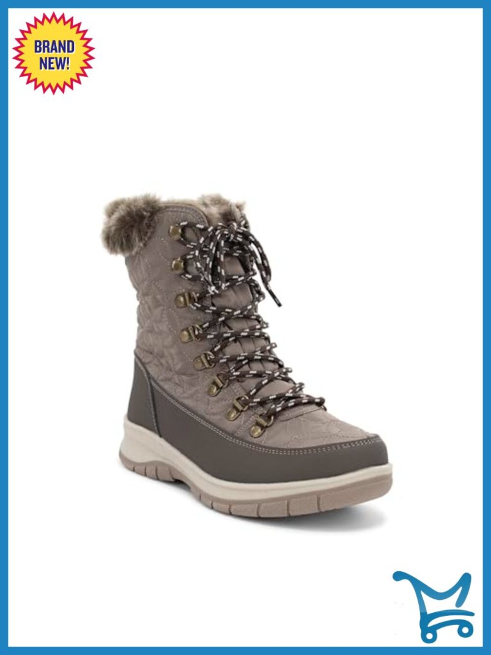 Faux Fur Lined Water-Repellent Mid Calf Snow Boot with Memory Foam Insole